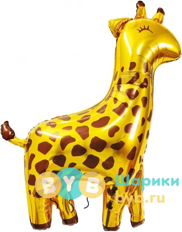 Шар фольгированный "Жираф, золото"