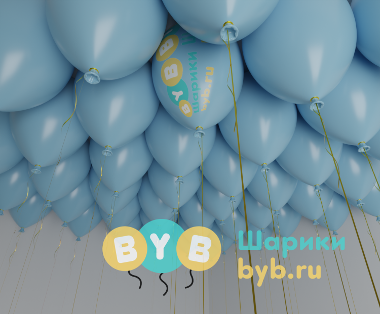 Шары под потолок голубые (пастель)