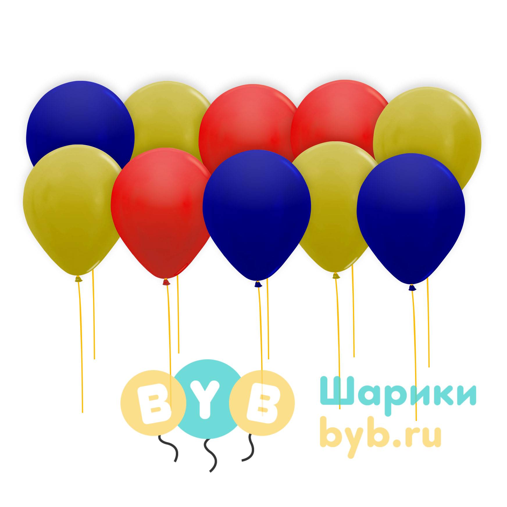 Шары под потолок красные, золотые и темно-синие (металлик)