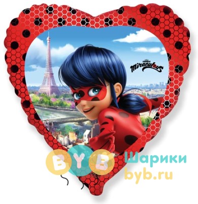 Шар фольгированный "сердце - Леди Баг"
