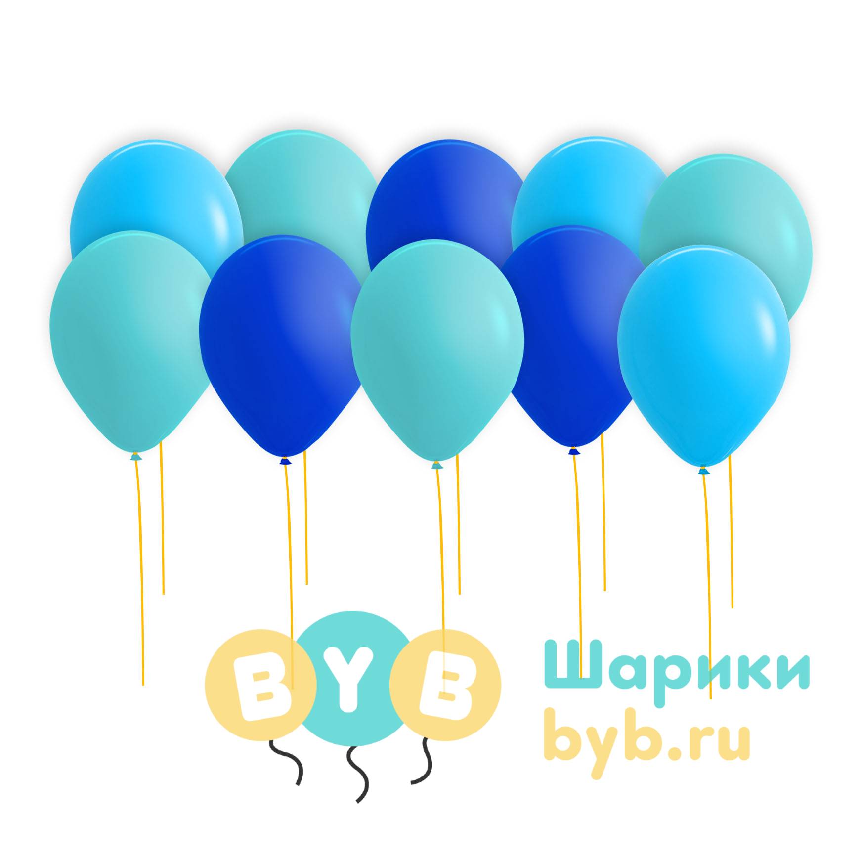 Шары под потолок голубые, синие и тиффани (пастель)