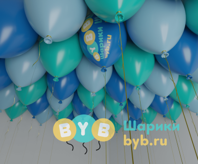 Шары под потолок голубые, синие и тиффани (пастель)
