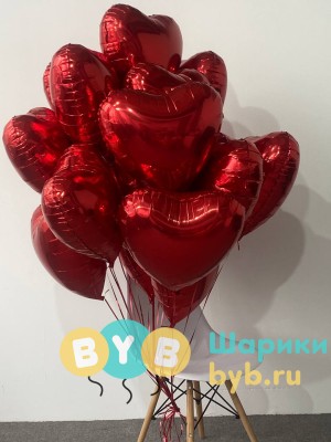 16 фольгированных сердец
