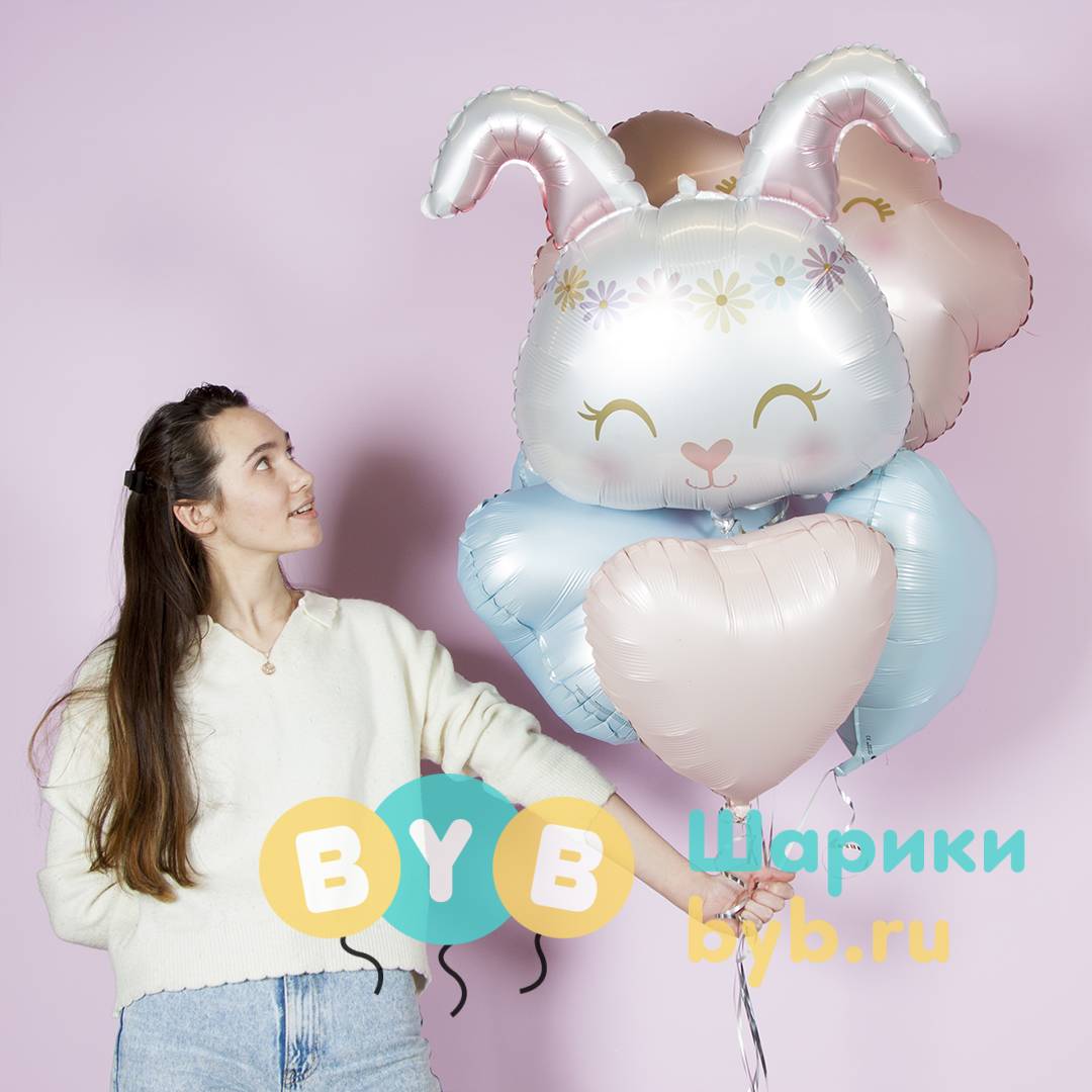 Шар фольгированный "Цветочный Зайка"