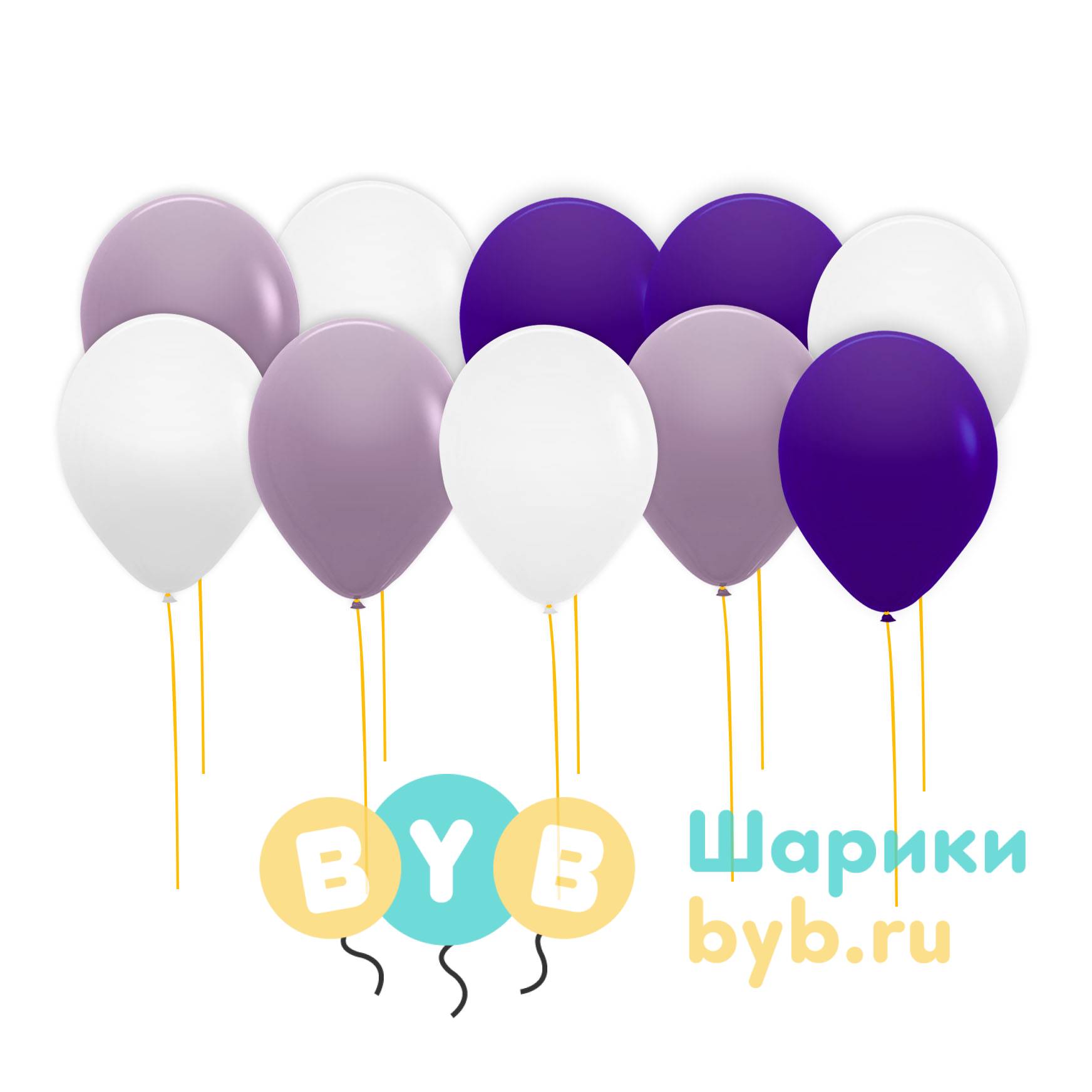 Шары под потолок фиолетовые, сиреневые и белые (пастель)