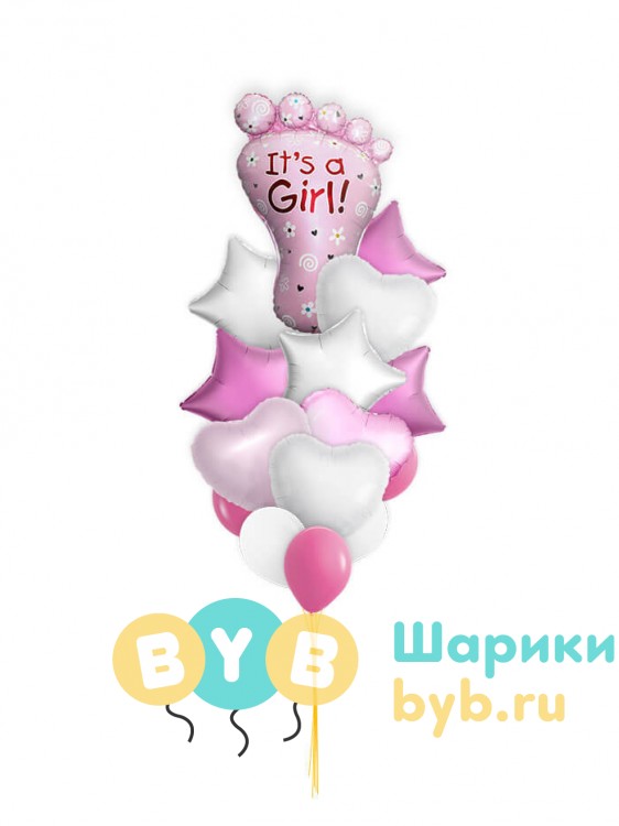 Букет шаров в роддом для девочки 1736-12590