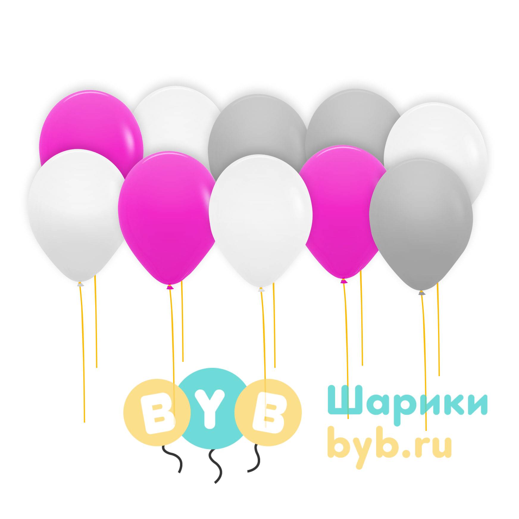 Шары под потолок белые, серые и фуксия (пастель)