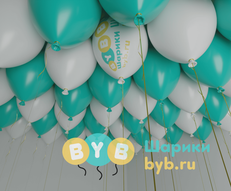 Шары под потолок белые и тиффани (пастель)