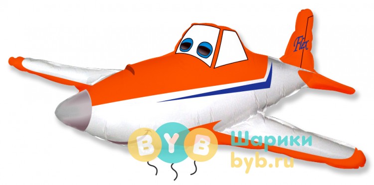 Фольгированный шар "Гоночный самолет, Оранжевый" 