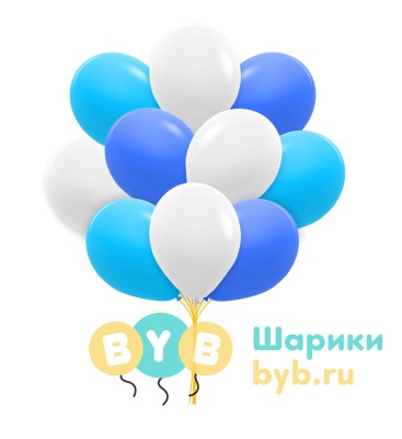 Облако шаров белые, голубые и синие (пастель)