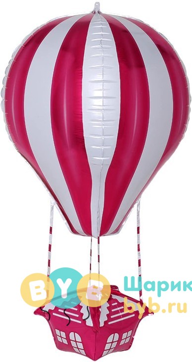 Фольгированный шар "Воздушный шар, Аэростат" красный