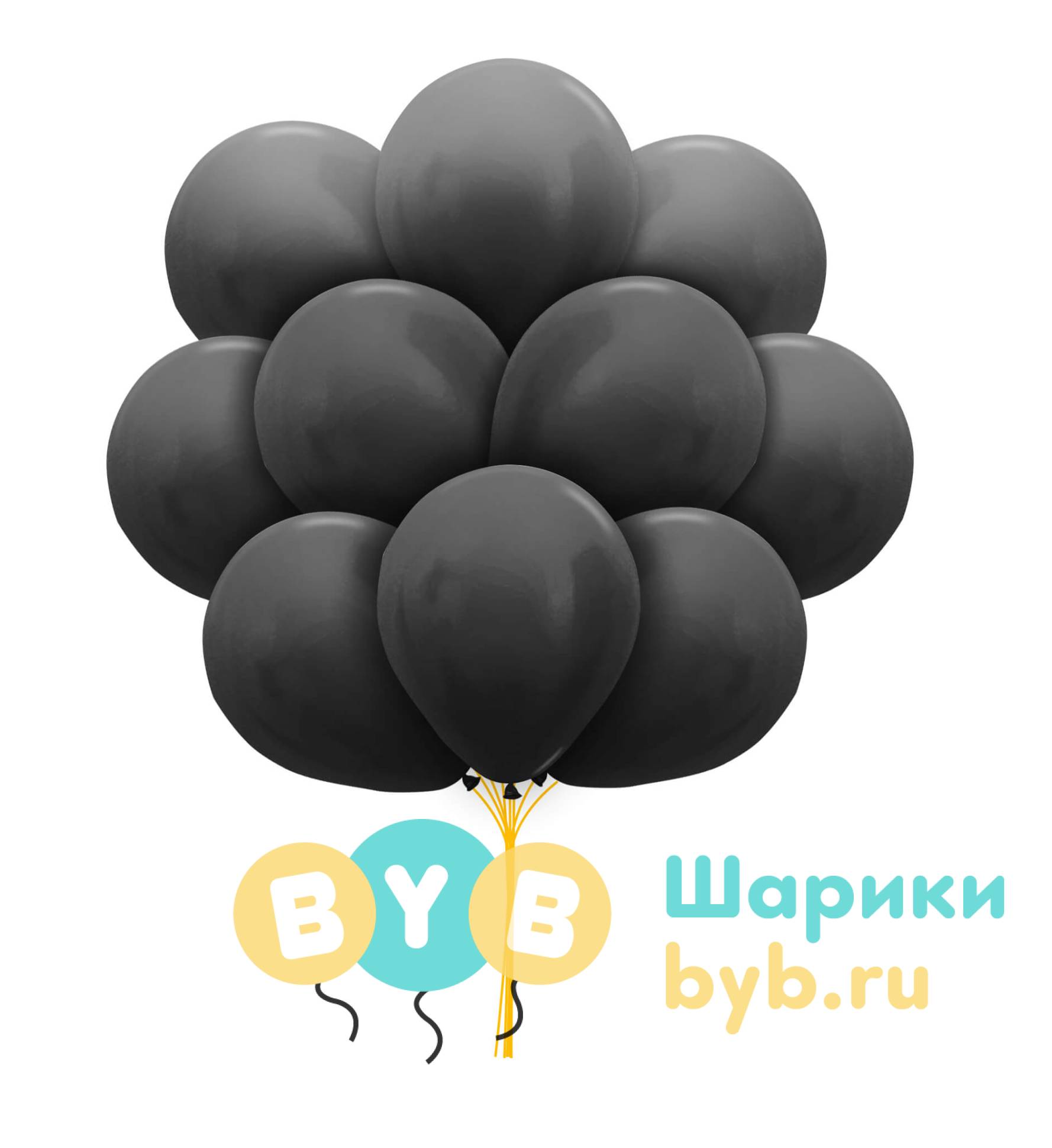 Облако шаров черные (металлик)