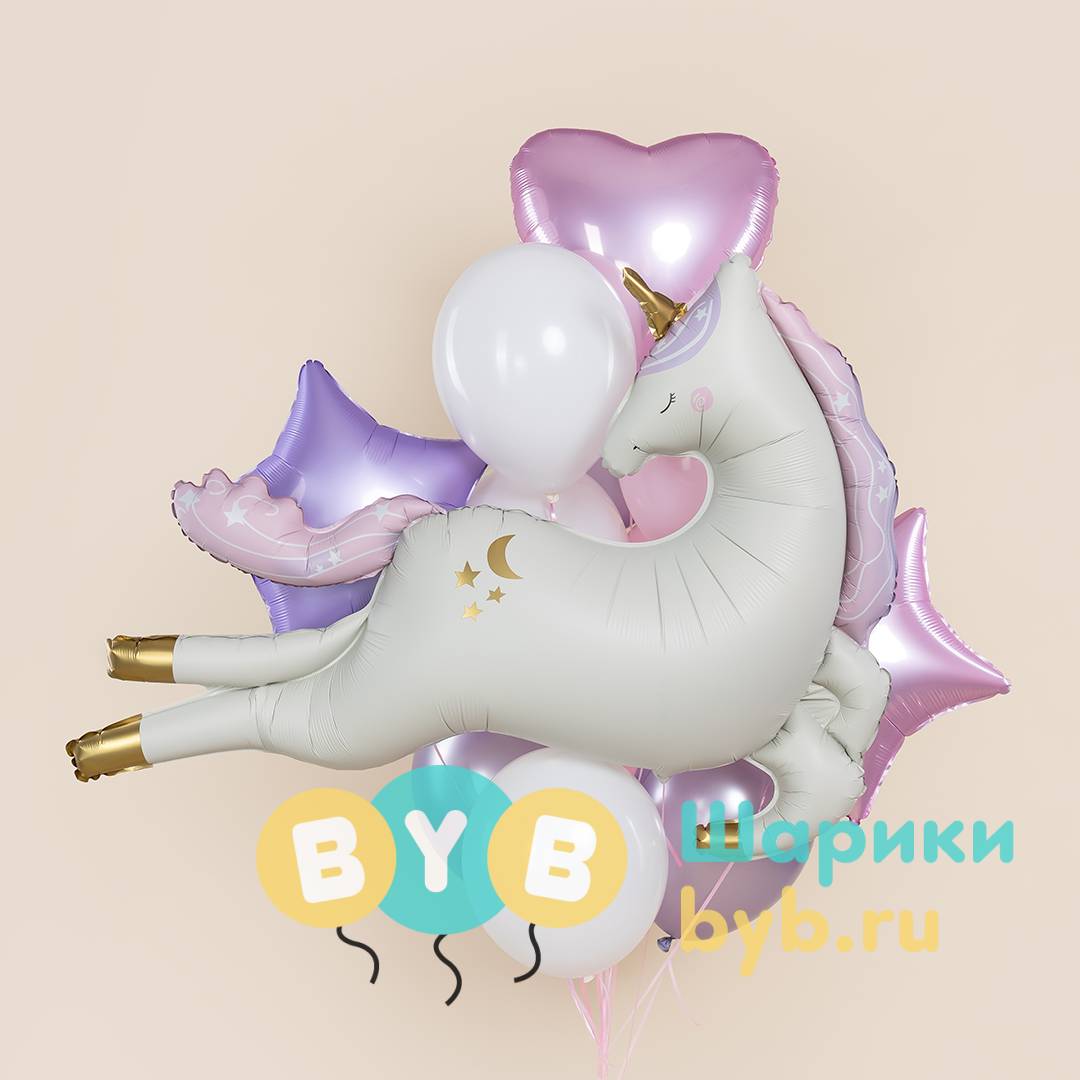 Шар фольгированный "Нежный единорог"