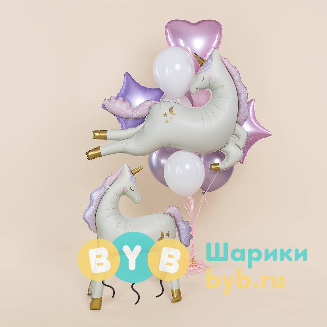 Шар фольгированный "Нежный единорог"