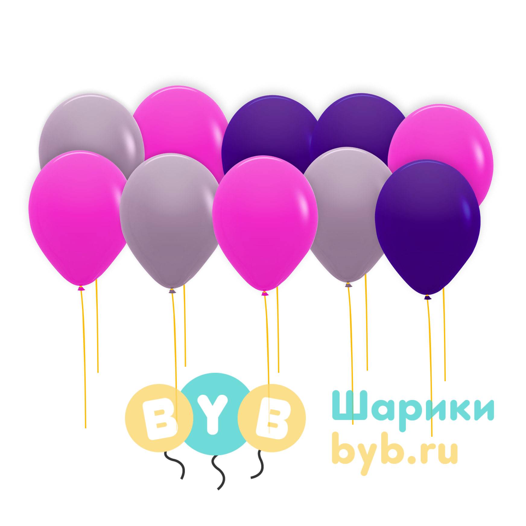 Шары под потолок фиолетовые, сиреневые и фуксия (пастель)