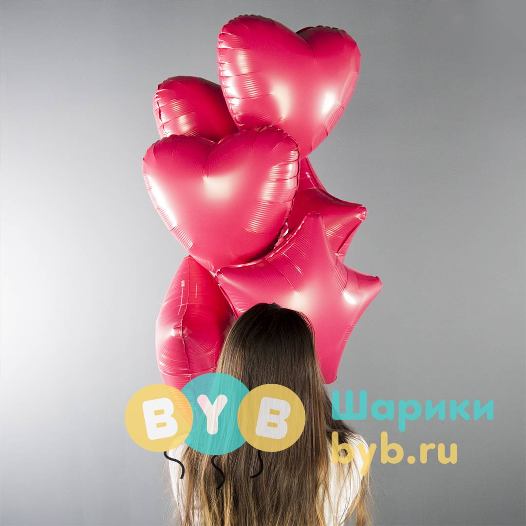 Шар фольгированный "Звезда, Viva Magenta, Сатин"
