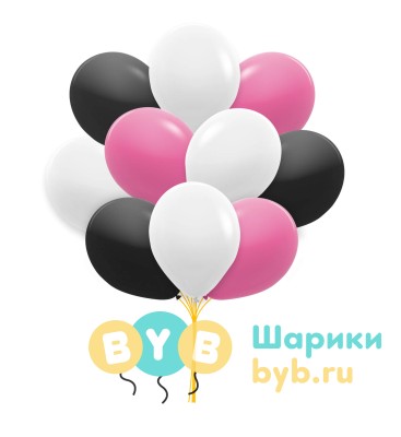 Облако шаров белые, розовые и черные (пастель)