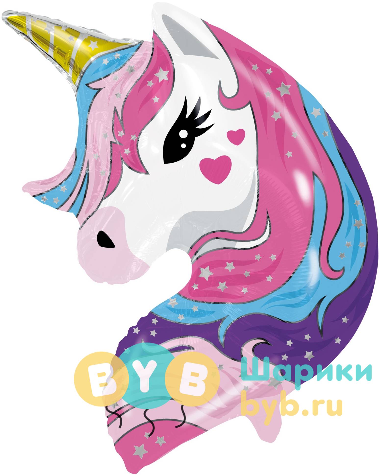 Шар фольгированный "Голова, Волшебный единорог"