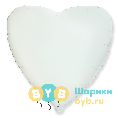 Шар фольгированный "Сердце большое", 81см белый