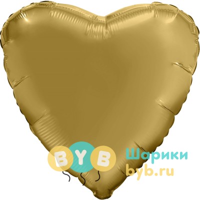 Шар фольгированный сердце золото сатин