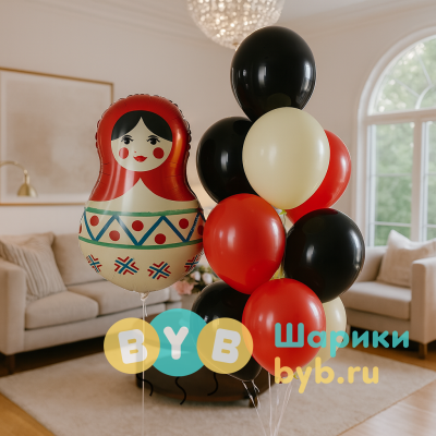 Комплект воздушных шаров "Матрешка Русский узор"