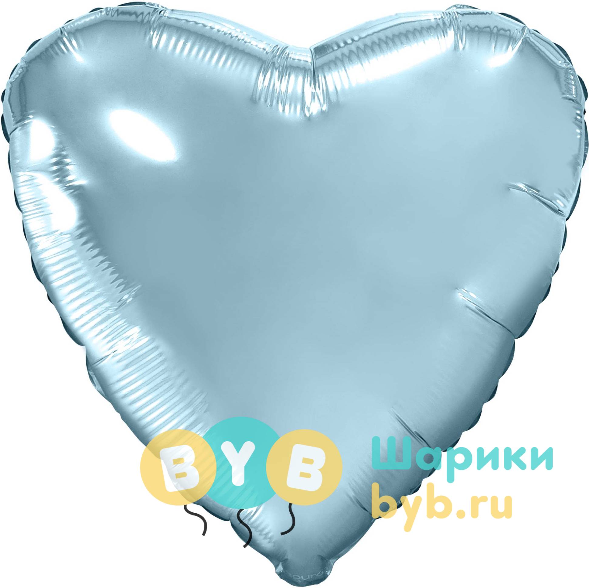 Шар фольгированный сердце, Нежно-голубой