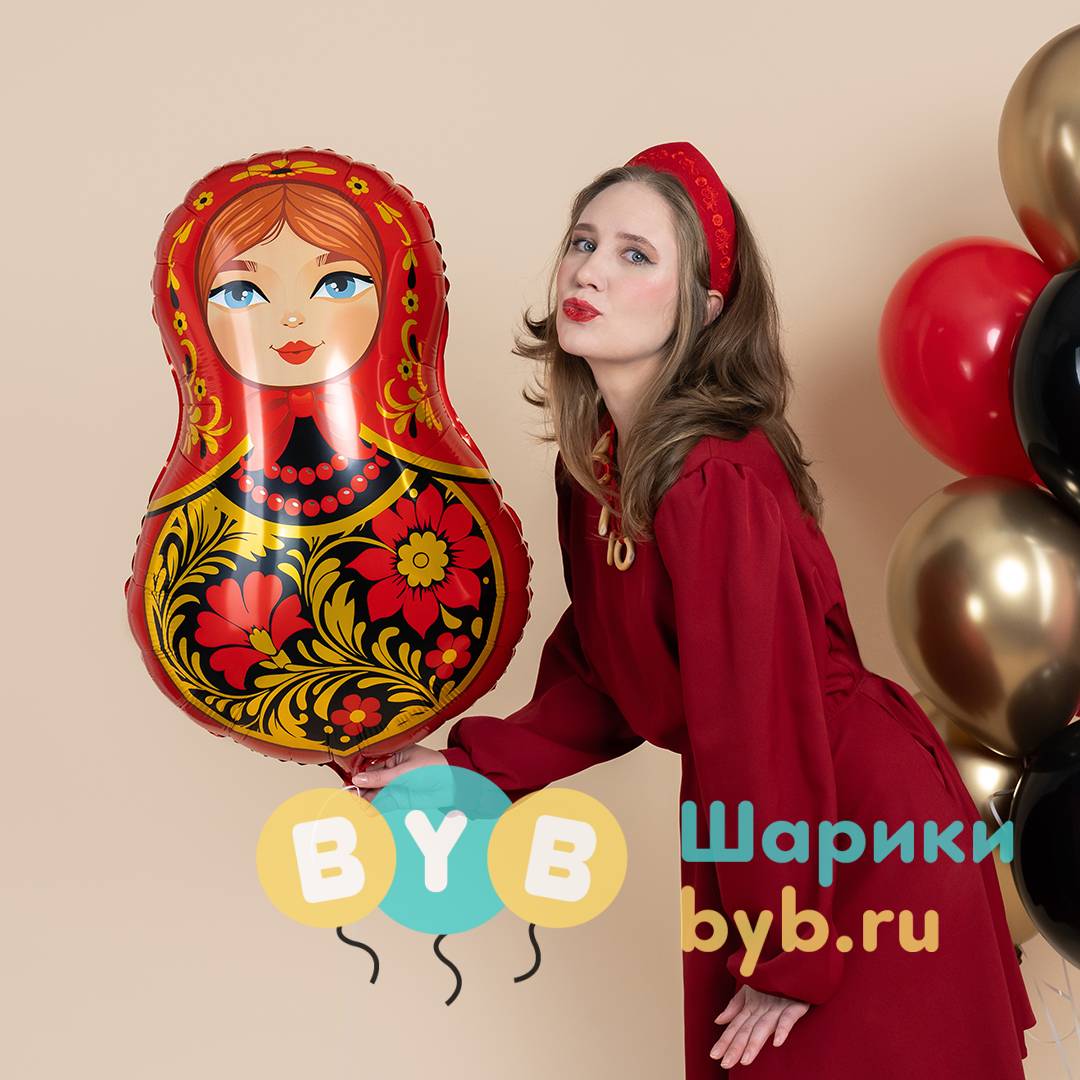 Шар-Фигура "Матрешка Золотая роспись"