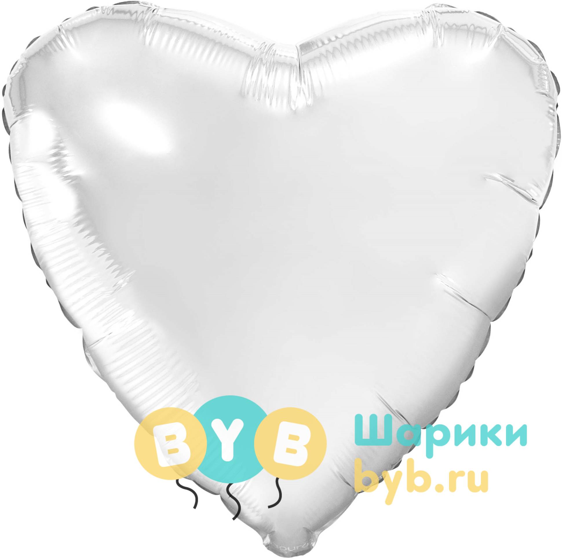 Шар фольгированный сердце, белый блеск