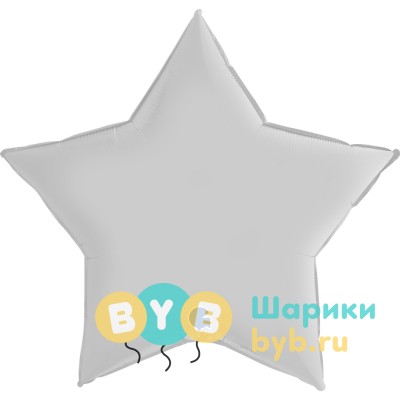 Шар фольгированный "Звезда большая" 91см, белый