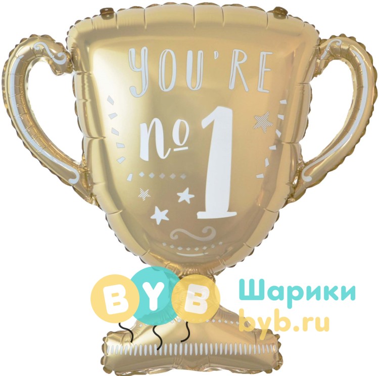 Шар фольгированный "Кубок Чемпиона, Ты №1, Золото"
