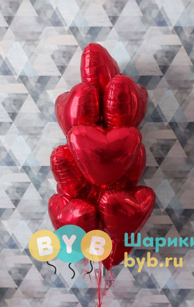 Букет из 10 красных сердец
