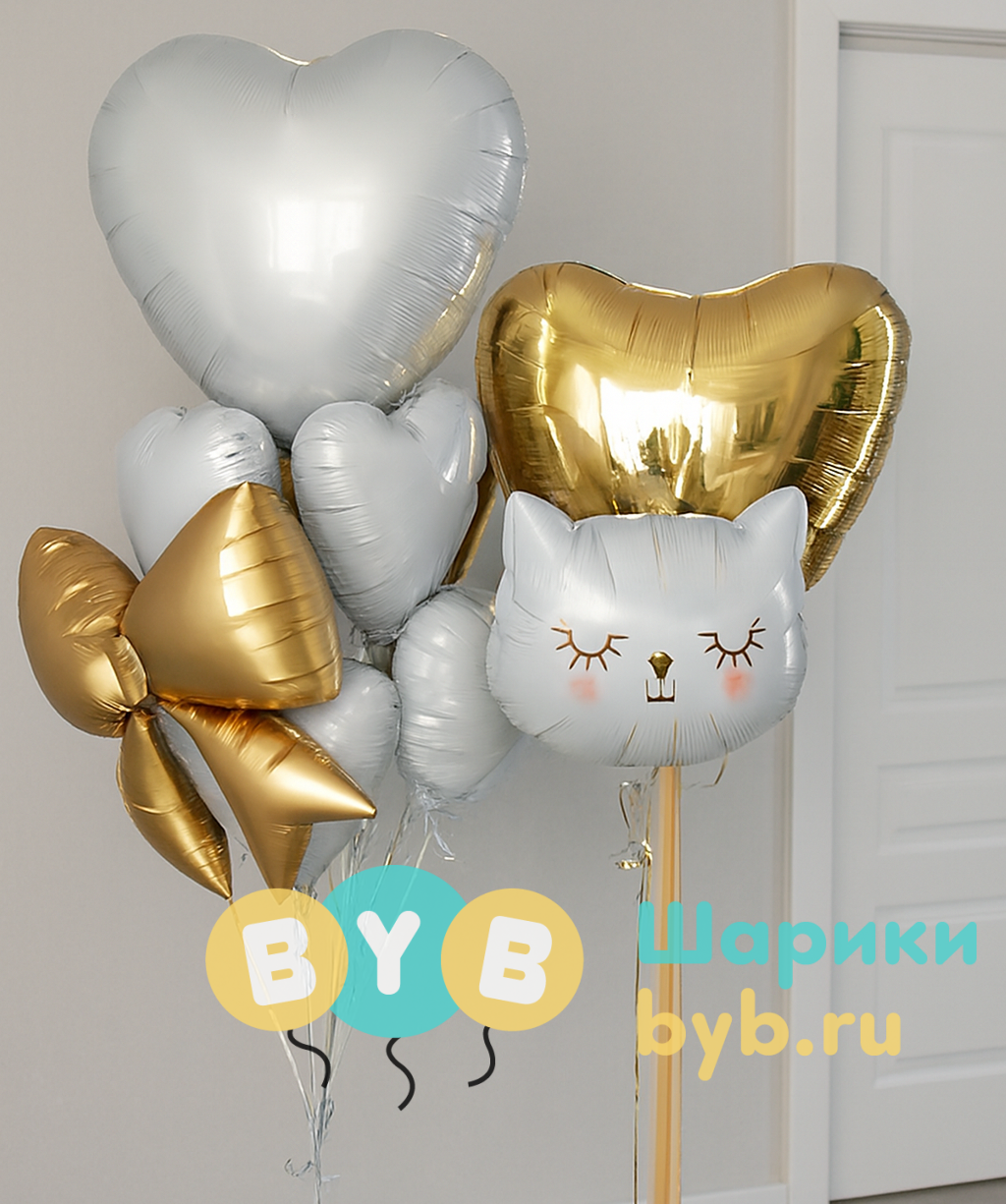 Сет воздушных шаров "Золотая кошечка"