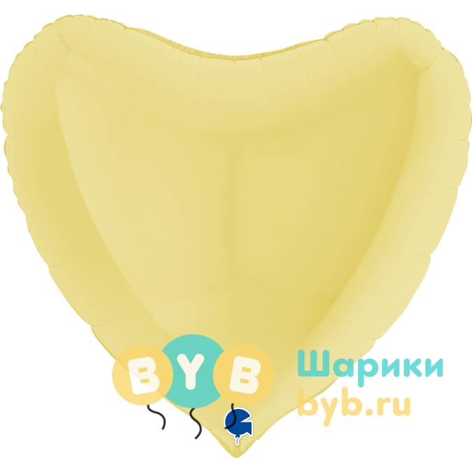 Шар фольгированный "Сердце большое" 91см жёлтый макарунс