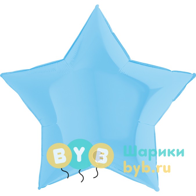 Шар фольгированный "Звезда большая" 91см, нежно-голубой
