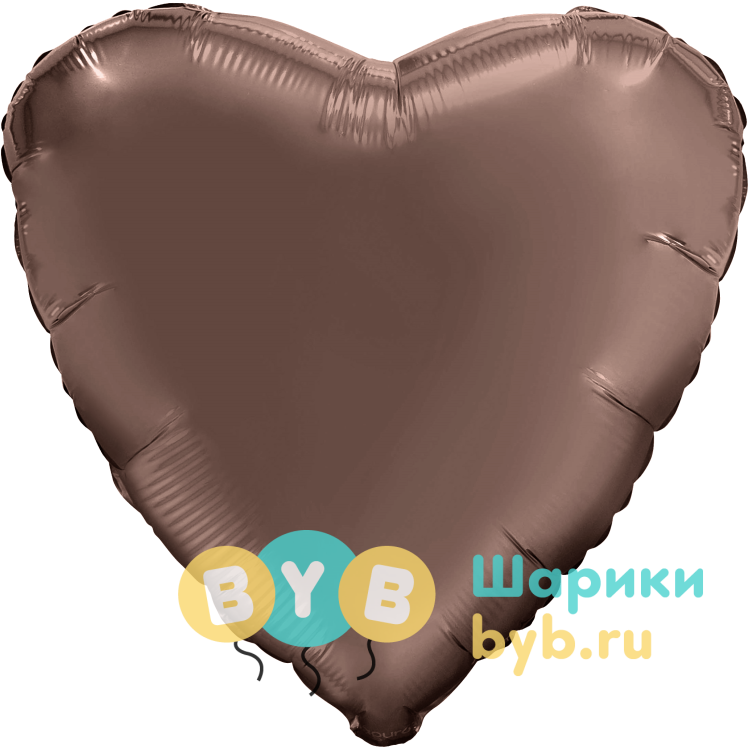 Шар фольгированный сердце, какао сатин