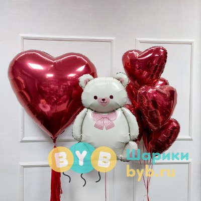 Сет для влюбленных с большим сердцем и мишкой