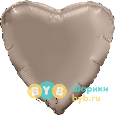 Шар фольгированный сердце, кремовый сатин