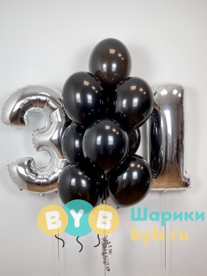 Сет шаров "Черный и серебро"
