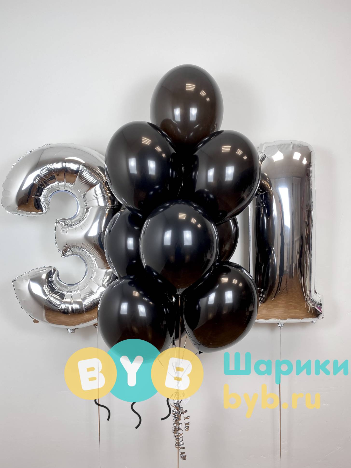 Сет шаров "Черный и серебро"