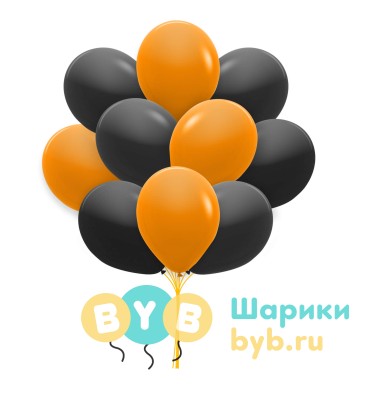 Облако шаров черные и оранжевые (пастель)