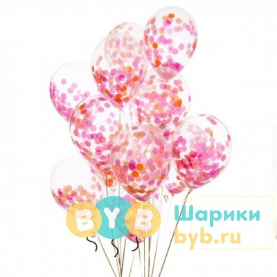 Облако шаров с конфетти "Фламинго"
