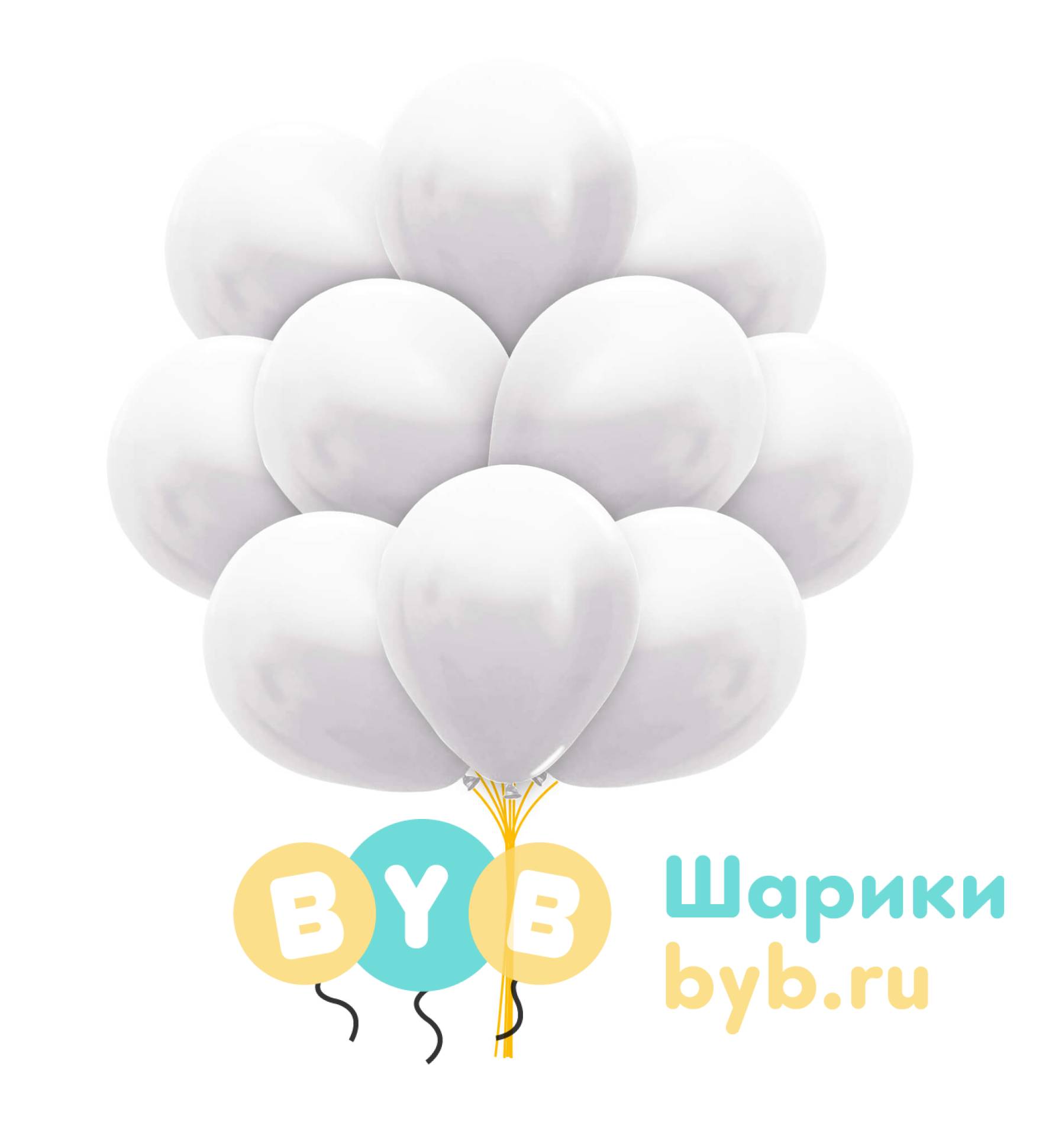 Облако шаров белые (металлик)