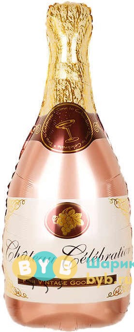Шар фольгированный  "Бутылка Шампанское, Розовое Золото"