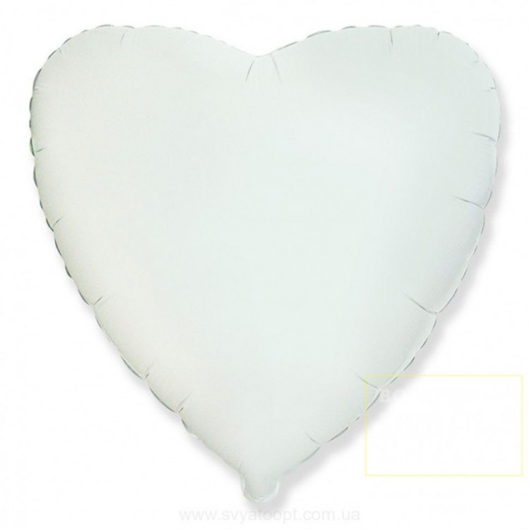 Шар фольгированный белое сердце 46 см
