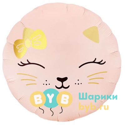 Шар фольгированный "Кошечка с бантом" сатин