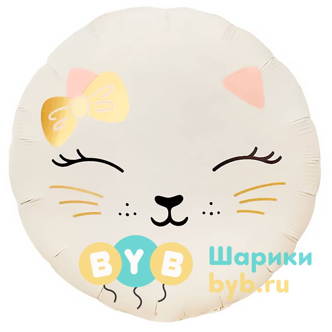 Шар фольгированный "Кошечка с бантом" сатин