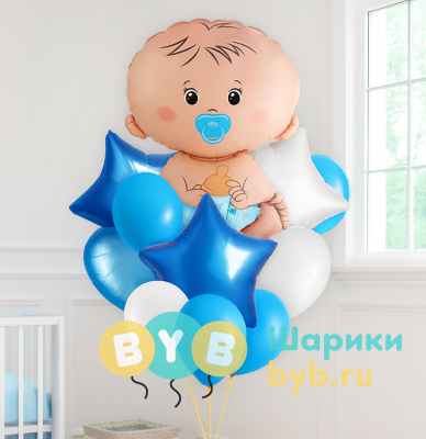 Букет шаров в роддом для мальчика