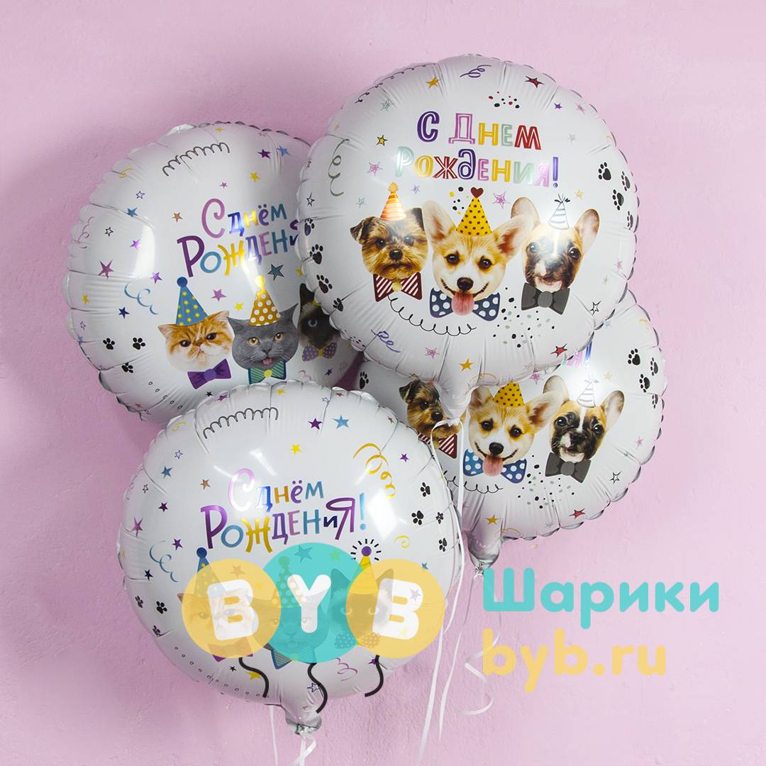 Шар фольгированный "Котики, С Днем Рождения!"