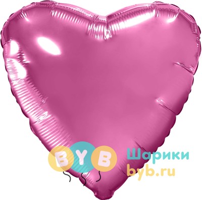 Шар фольгированный сердце, розовый пион