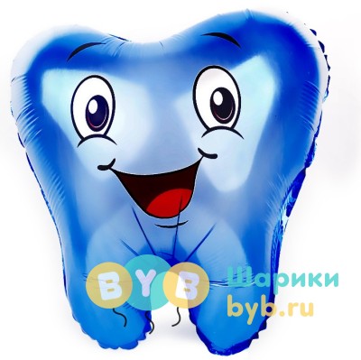 Фольгированный шар "Зубик. синий"